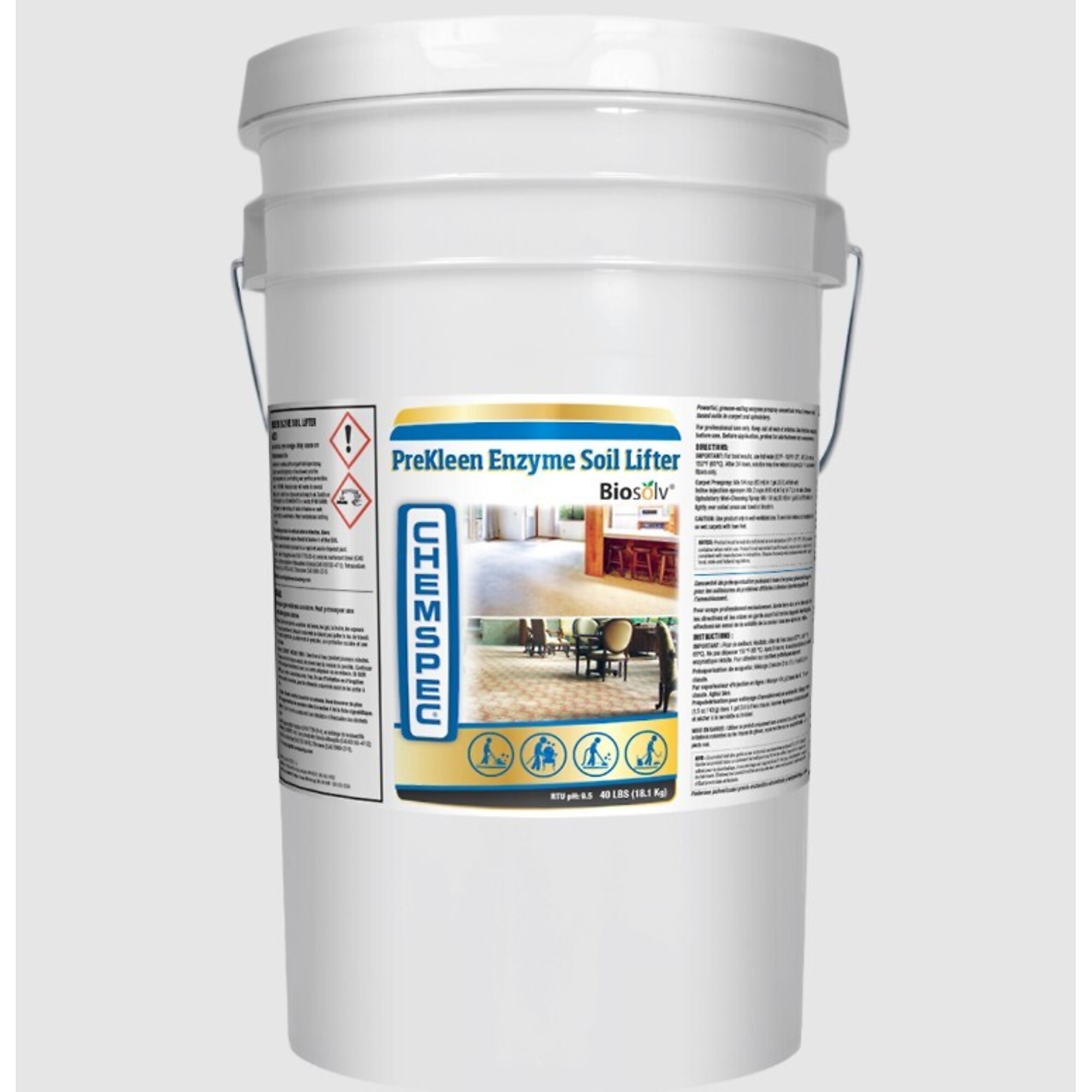 CHEMSPEC, PreKleen Enzyme Soil Lifter with Biosolv®, One 40 lb. / 18.1 kg pail, Model # 111330